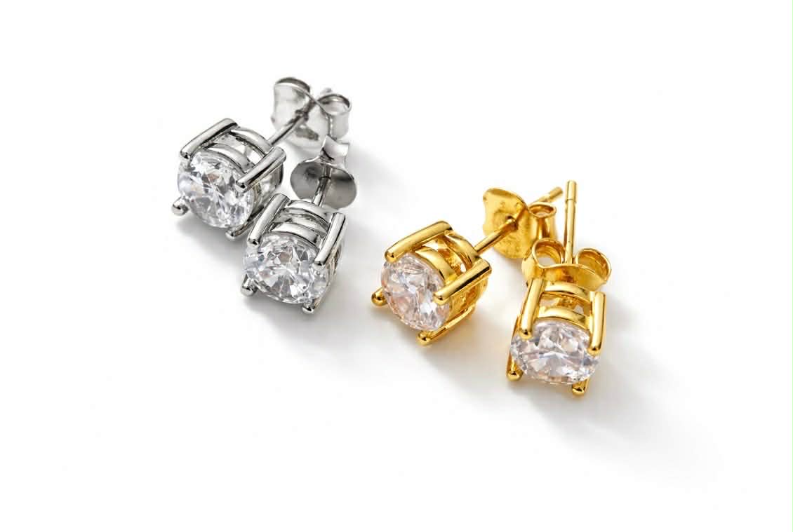 Splendor Silver - klasyczne kolczyki sztyfty z cyrkonią