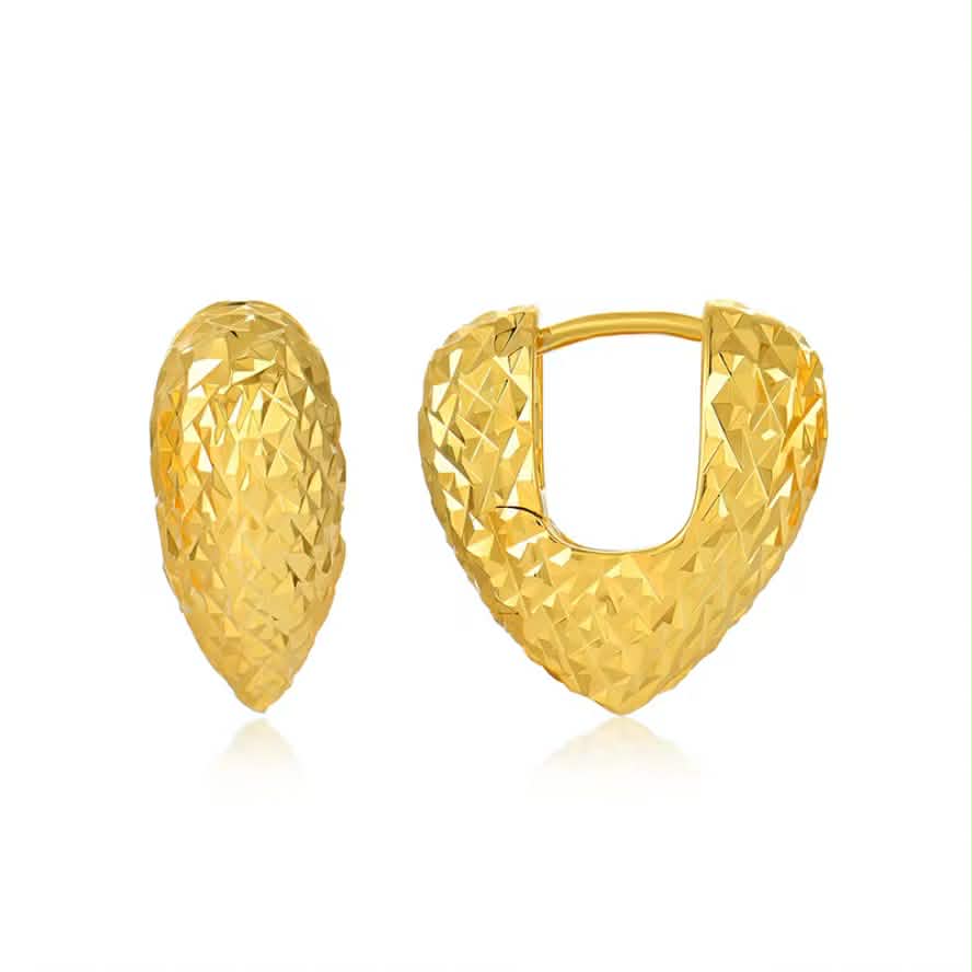 LUMINA - Kolczyki pozłacane z fakturą diamentową